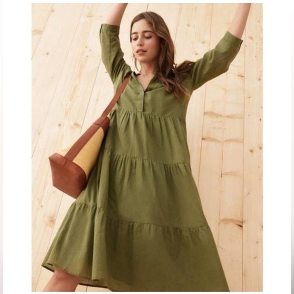 Jenni Kayne James Olive Green Tiered Dress in Small